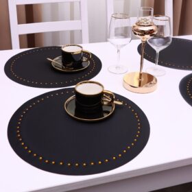Podkładka Glamour  Koło – Czarna + Złote dżety