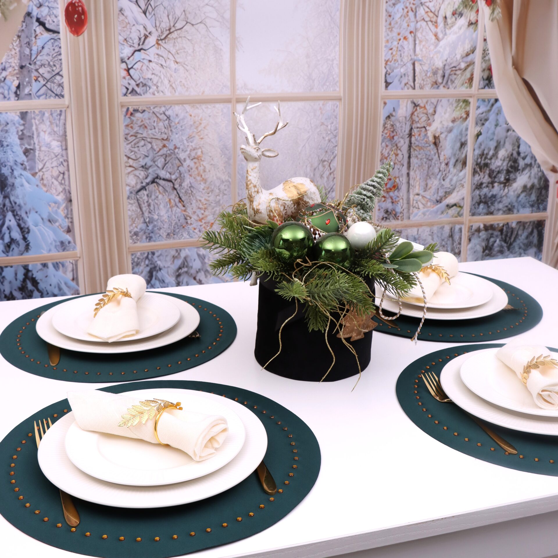 Podkładka Glamour Koło – Ciemny Zielony + Złote dżety Podkładka Glamour Koło – Ciemny Zielony + Złote dżety