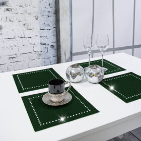 Podkładka Glamour 30×30 – Ciemna zieleń + Srebrne dżety