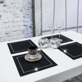 Podkładka Glamour 30×30 – Czarna + Srebrne dżety