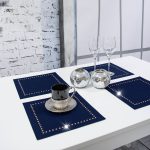 Podkładka Glamour 30×30 – Granat + Srebrne dżety