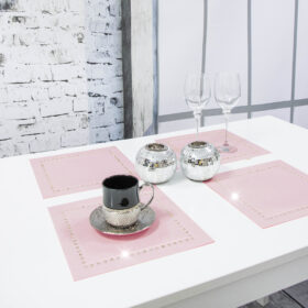 Podkładka Glamour 30×30 – Pudrowy róż + Złote dżety