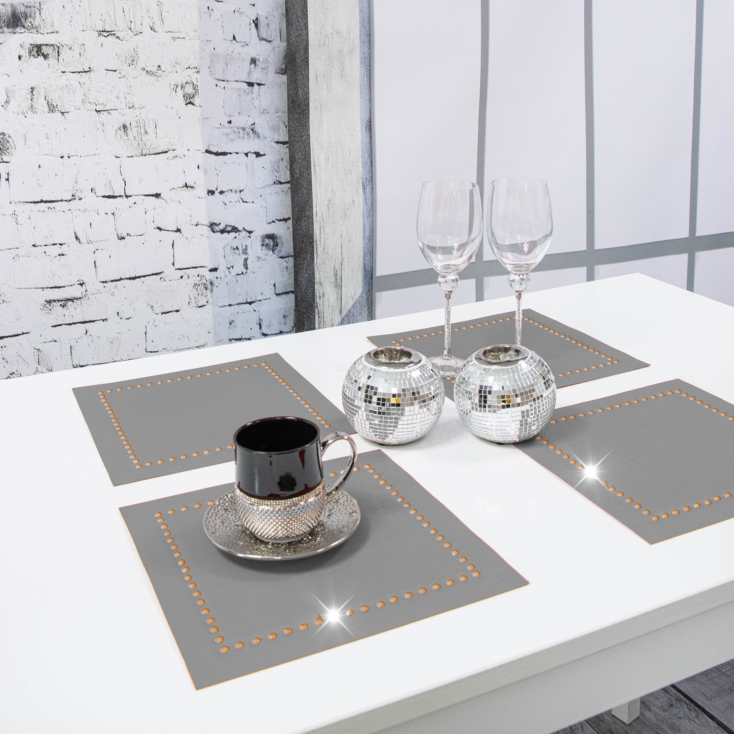 Podkładka Glamour 30×30 – Szara + Złote dżety Podkładka Glamour 30×30 – Szara + Złote dżety