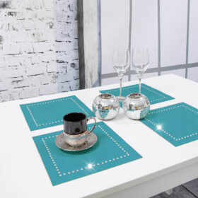 Podkładka Glamour 30×30 – Turkusowa + Srebrne dżety