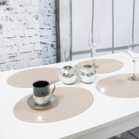 Podkładka Glamour 30×42 Owal – Beżowa + Srebrne dżety