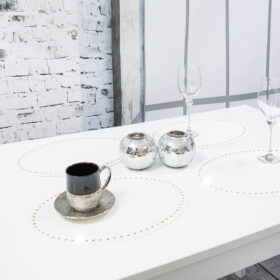 Podkładka Glamour 30×42 Owal – Ekri + Złote dżety