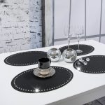 Podkładka Glamour 30×42 Owal – Grafit + Złote dżety