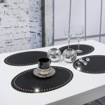 Podkładka Glamour 30×42 Owal – Jasna Zieleń + Srebrne dżety