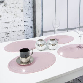 Podkładka Glamour 30×42 Owal – Pudrowy róż + Srebrne dżety