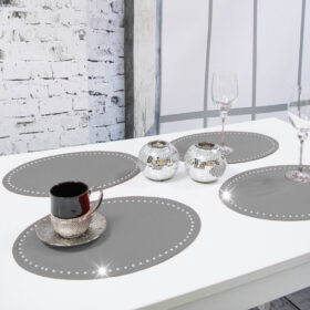 Podkładka Glamour 30×42 Owal – Szary + Srebrne dżety