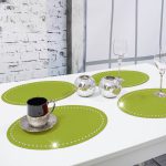 Podkładka Glamour 30×42 Owal – Jasna Zieleń + Złote dżety