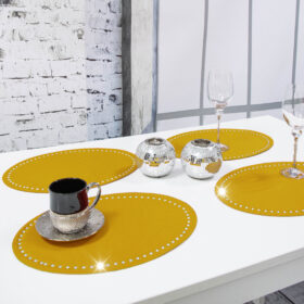 Podkładka Glamour 30×42 Owal – Złota + Srebrne dżety