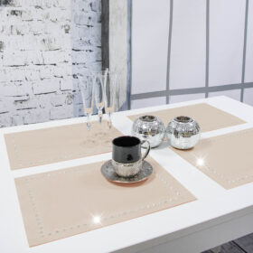 Podkładka Glamour 30×42 – Beż + srebrne dżety