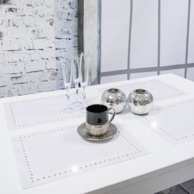 Podkładka Glamour 30×42 – Biel + złote dżety
