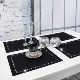 Podkładka Glamour 30×42 – Czarna + Srebrne dżety