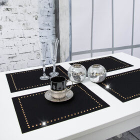 Podkładka Glamour 30×42 – Czarna + Złote dżety