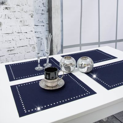 podkładka prostokąt granat + srebrne dżety podkładka prostokąt granat + srebrne dżety