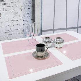 Podkładka Glamour 30×42 – Pudrowy róż + Srebrne dżety