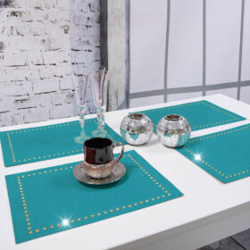 Podkładka Glamour 30×42 – Turkus + Złote dżety