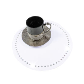 Podkładka Glamour 30 cm Koło – Biała + Srebrne dżety - Biel, Koło, 30x30