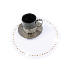 Podkładka Glamour 30 cm Koło – Biała + Złote dżety