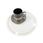 Podkładka Glamour 30 cm Koło – Ekri + Srebrne dżety