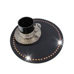 Podkładka Glamour 30 cm Koło – Grafit + Srebrne dżety