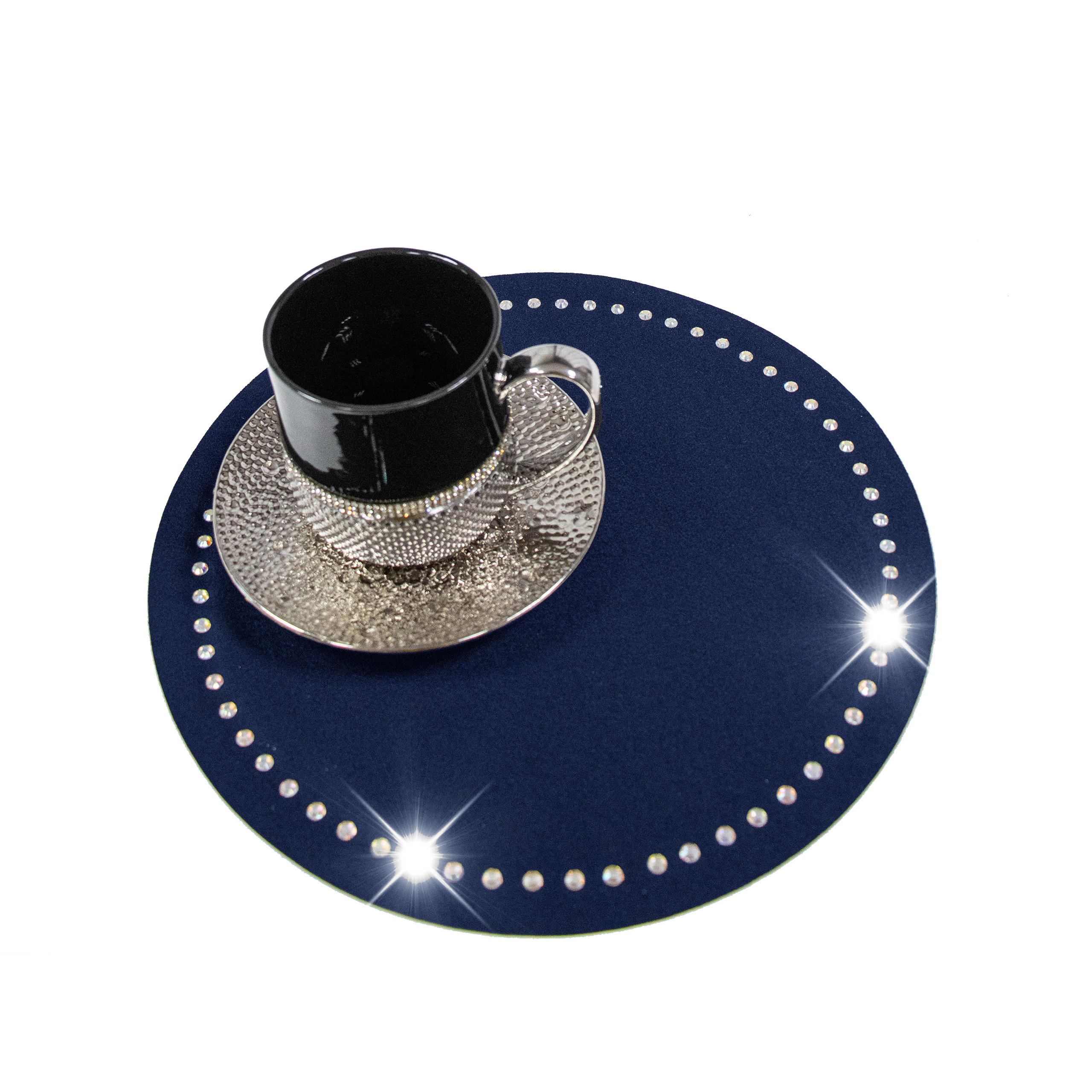 Podkładka Glamour 30 cm Koło – Granatowa + Srebrne dżety Podkładka Glamour 30 cm Koło – Granatowa + Srebrne dżety