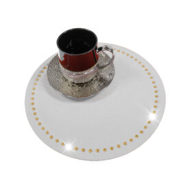 Podkładka Glamour 30 cm Koło – Jasno szara + Złote dżety