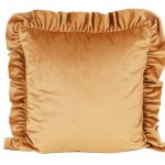 Poszewka welwetowa z falbanką – Musztardowa