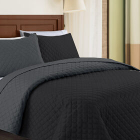 Narzuta dwuwarstwowa pikowana Czarny z grafitem