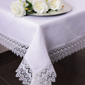 Obrus z Gipiurą Żakard – Biel 233 Obrus z Gipiurą Żakard – Biel 233