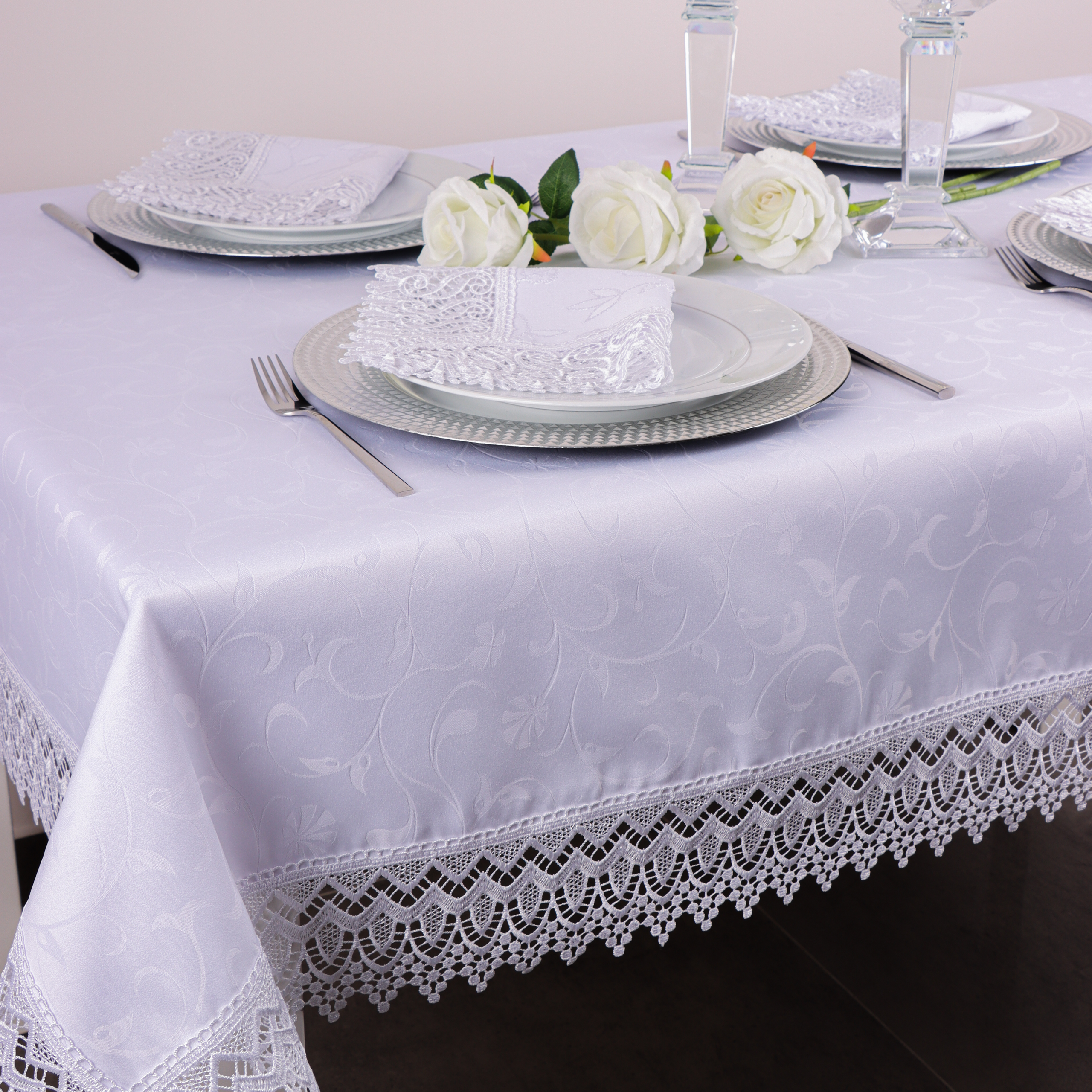 Obrus z Gipiurą Żakard – Biel 171 Obrus z Gipiurą Żakard – Biel 171