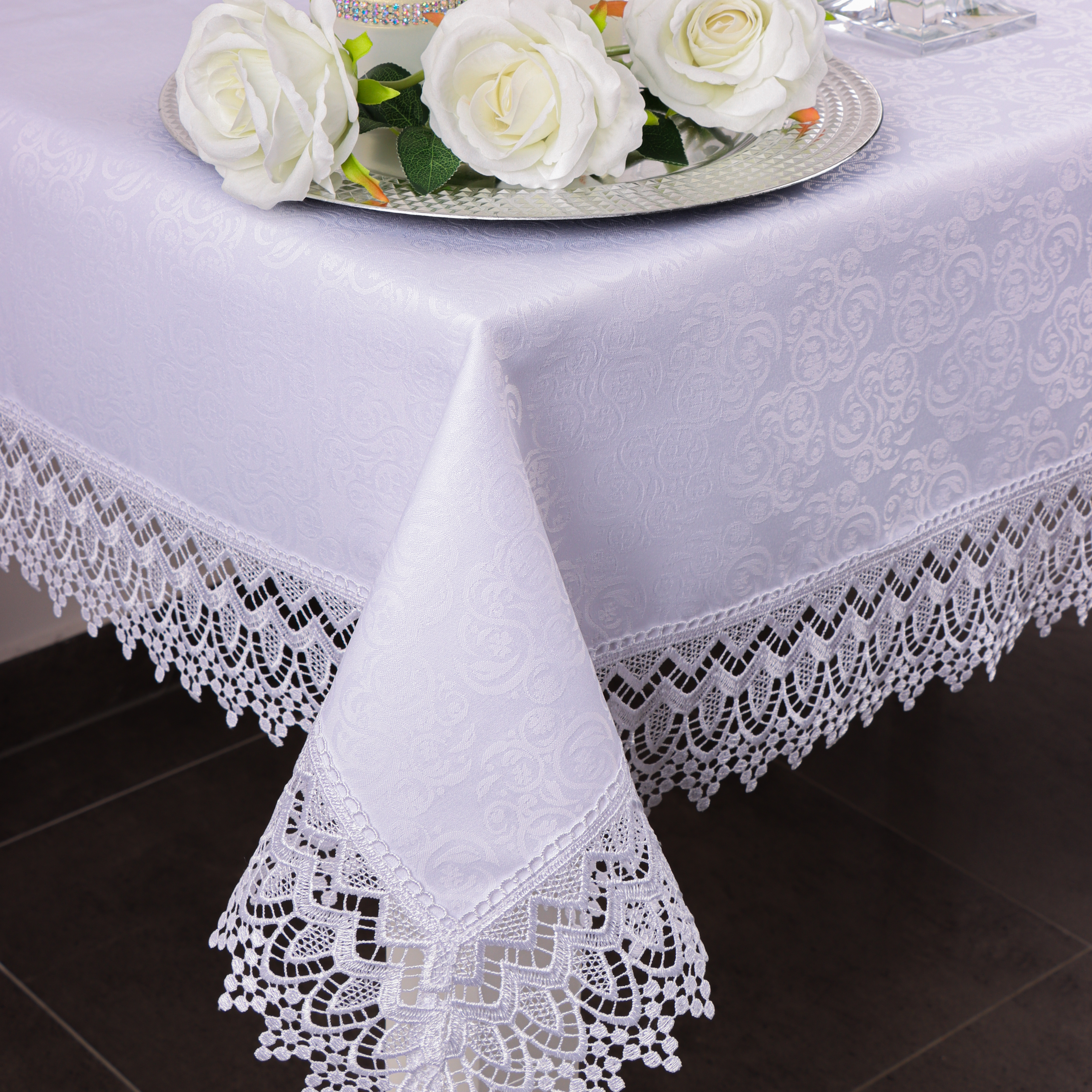 Obrus z Gipiurą Żakard – Biel 250 Obrus z Gipiurą Żakard – Biel 250