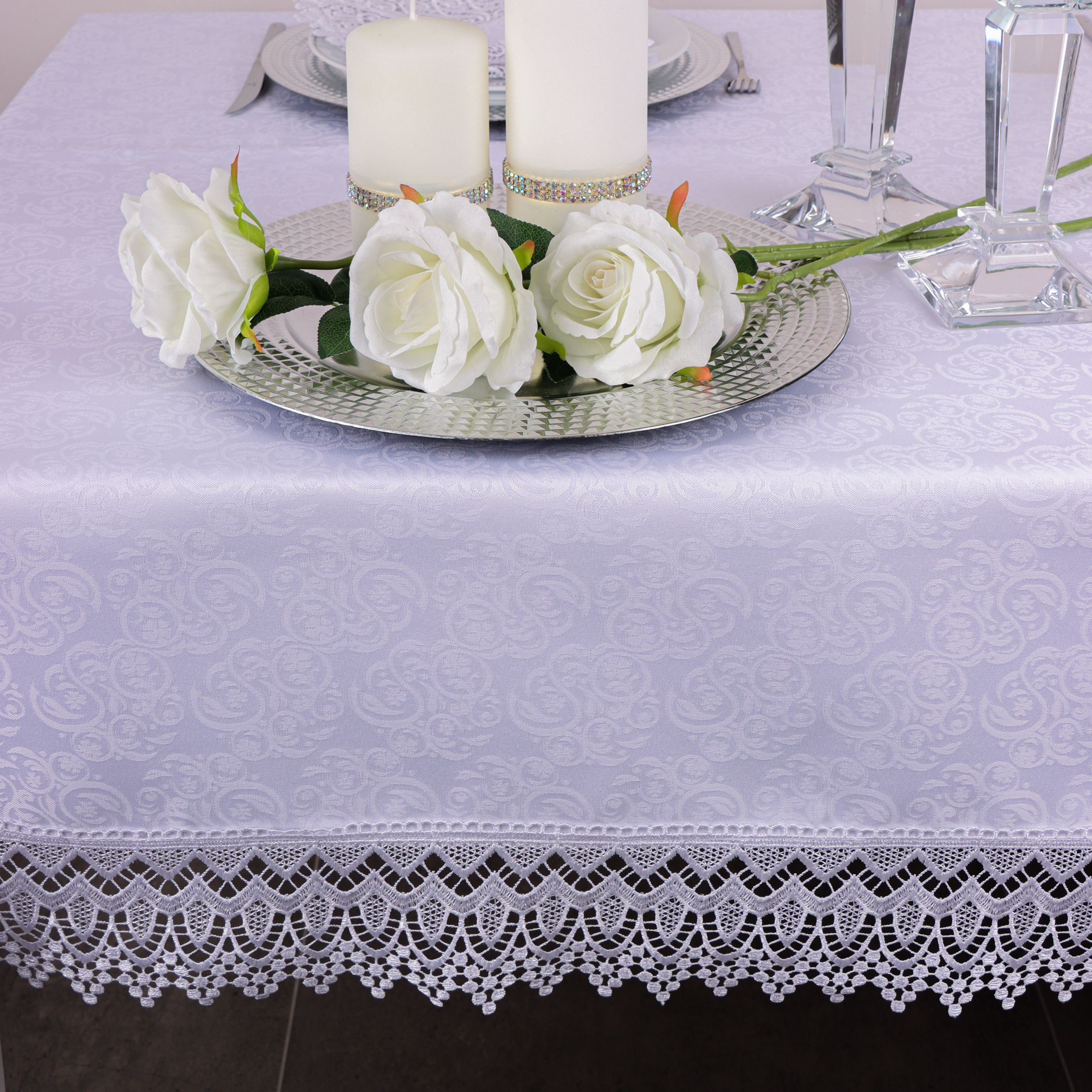 Obrus z Gipiurą Żakard – Biel 250 Obrus z Gipiurą Żakard – Biel 250