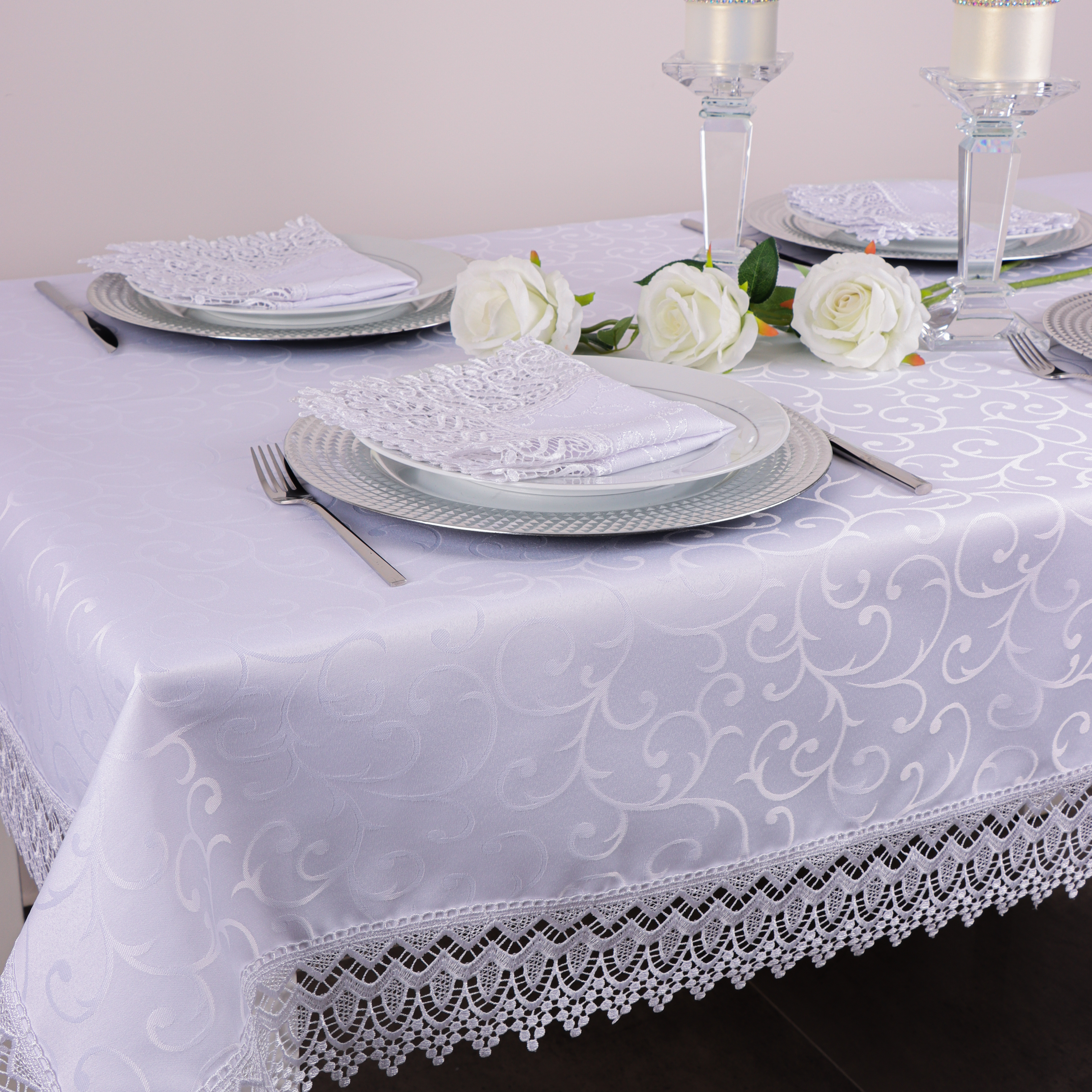 Obrus z Gipiurą Żakard – Biel 175 Obrus z Gipiurą Żakard – Biel 175