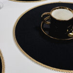 Podkładka okrągła z koronką – Czarna + złoto Podkładka okrągła z koronką – Czarna + złoto