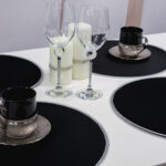 Podkładka okrągła z koronką – Czarna + złoto