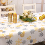 Obrus Świąteczny Boże Narodzenie- biały czarna gwiazdka