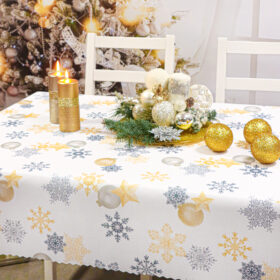Obrus Świąteczny Boże Narodzenie- biały czarna gwiazdka Obrus Świąteczny Boże Narodzenie- biały czarna gwiazdka