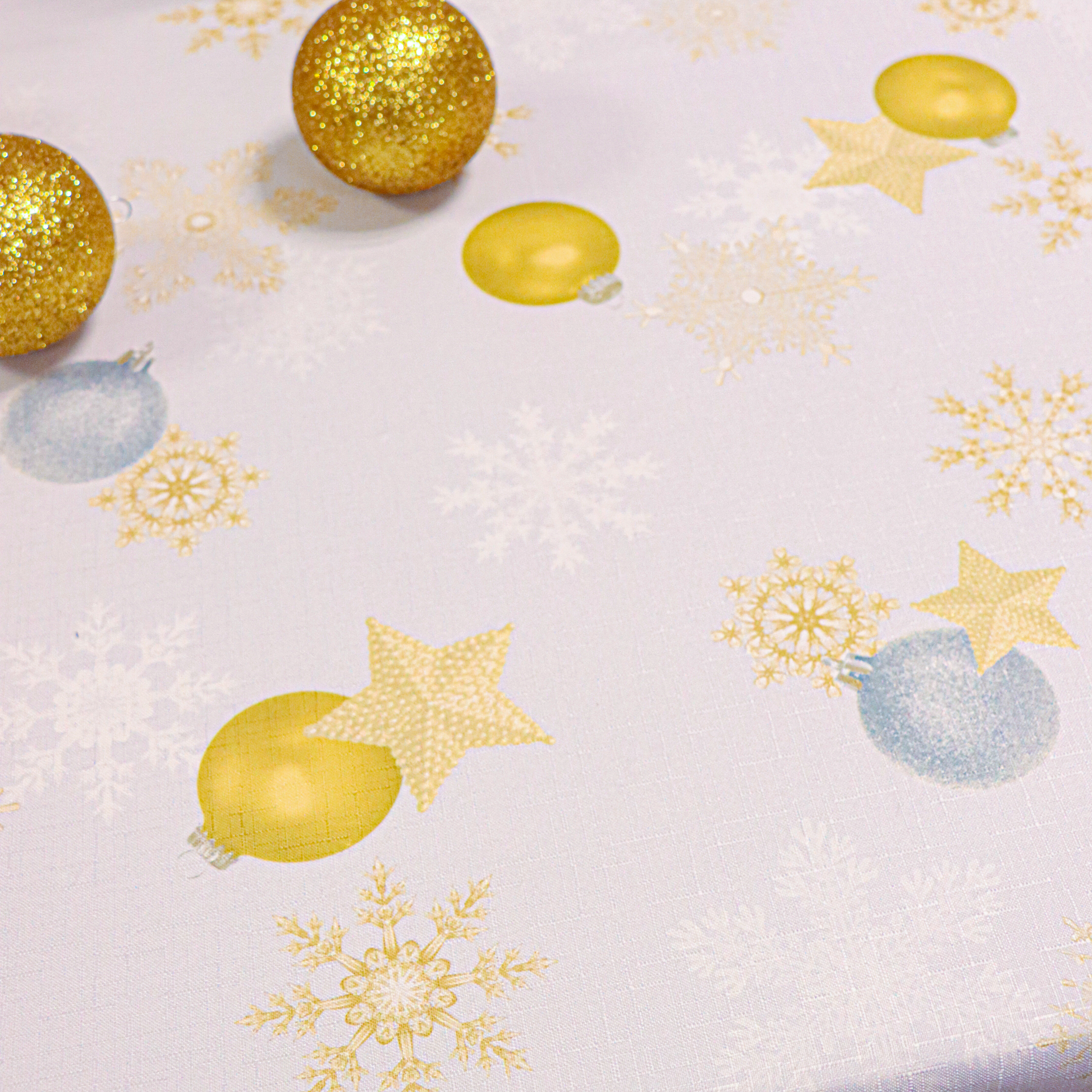 Obrus Świąteczny Boże Narodzenie – jasny szary złota bombka Obrus Świąteczny Boże Narodzenie – jasny szary złota bombka