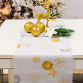 Bieżnik Świąteczny- złote bombki