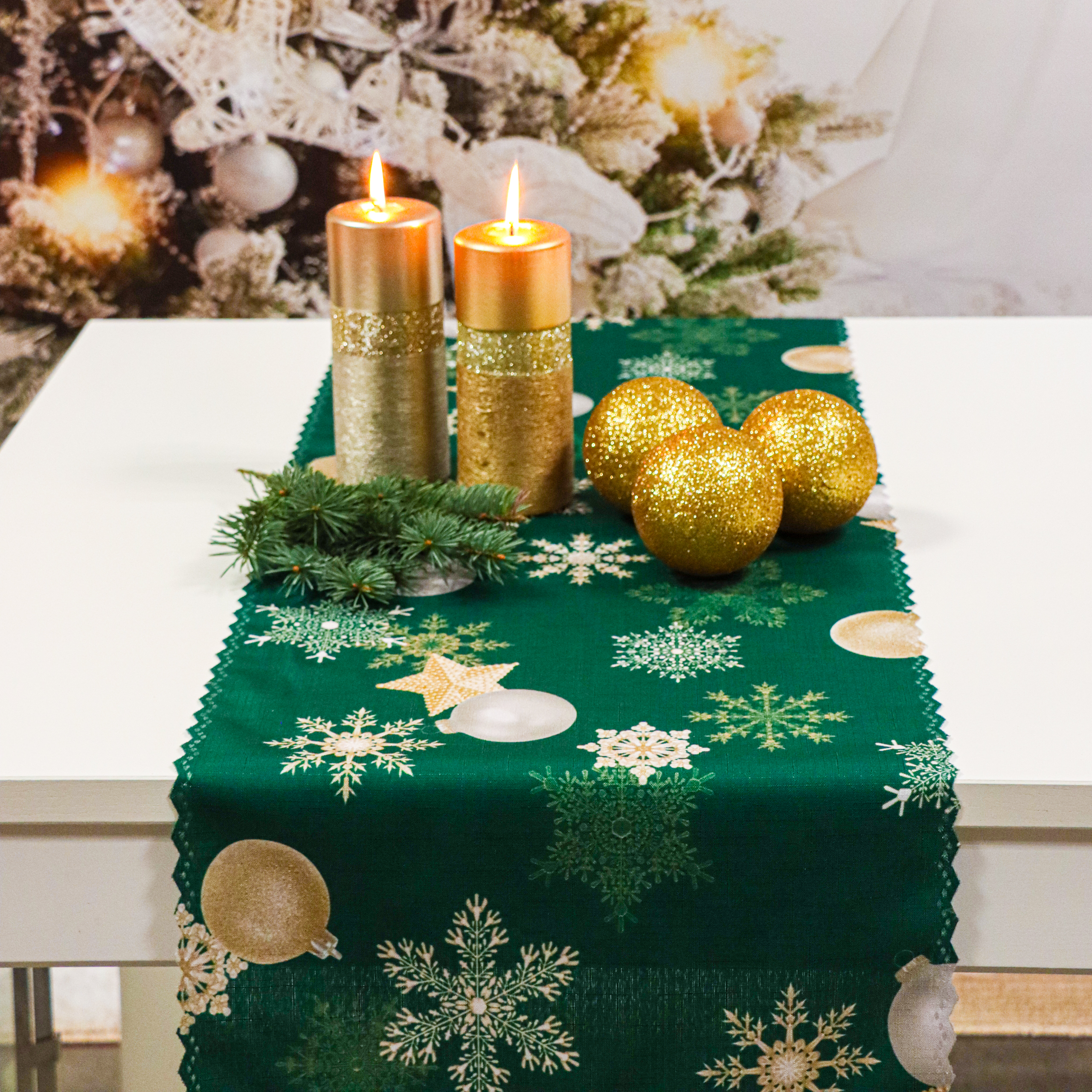 Bieżnik Świąteczny-zielony Bieżnik Świąteczny-zielony