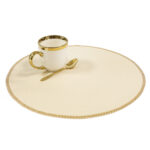 Podkładka okrągła z koronką – Beżowa + złoto