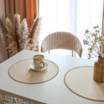 Podkładka okrągła z koronką – Beżowa + złoto