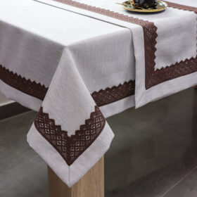 Obrus Sewilla – Beż brązowa koronka