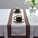 Bieżnik Sewilla-Beż brązowa koronka