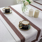 Bieżnik Sewilla-Beż brązowa koronka