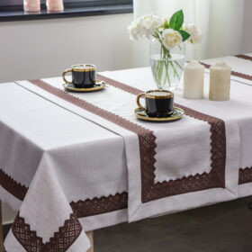 Obrus Sewilla – Beż brązowa koronka