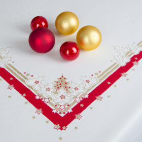 Obrus świąteczny ekri-czerwony złoto Obrus świąteczny ekri-czerwony złoto